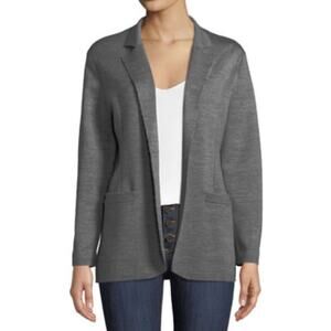 Kobi Halperin Beth‎ Sweater Jacket-Open Front Wool Blend Grey Knit Blazer-Small